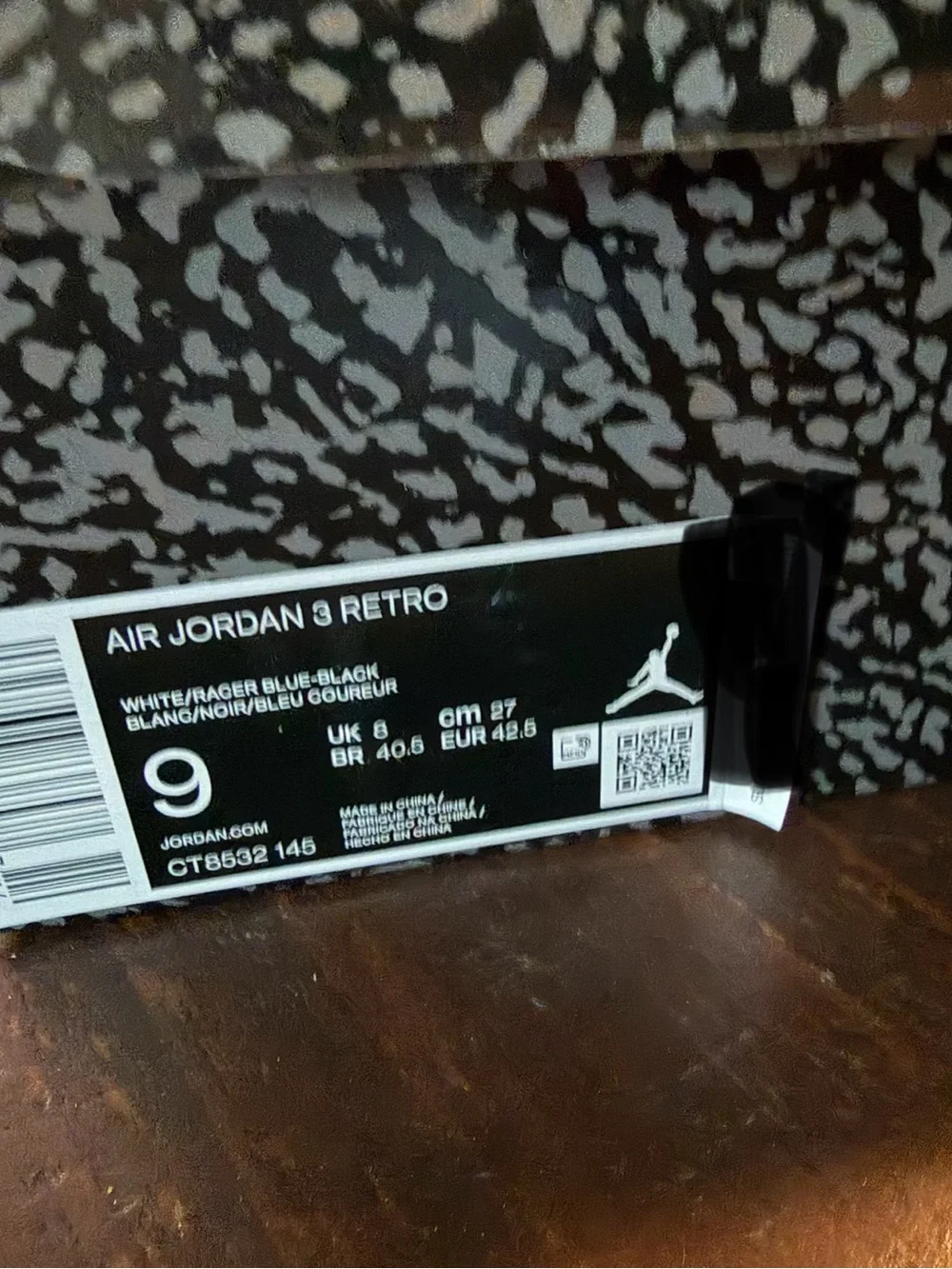 Jordan 3 Retro Black White Elephant Print